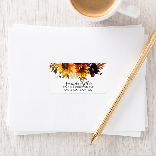 Herfst Zonnebloem Boeket Retouradres Etiket (Insitu)