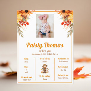 Herfst Zonnebloem Boerderij 1e Verjaardag Mileston