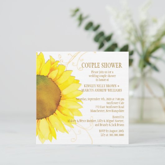 Herfst Zonnebloem Bruiloft Koppels Douche Kaart (Staand voorkant)