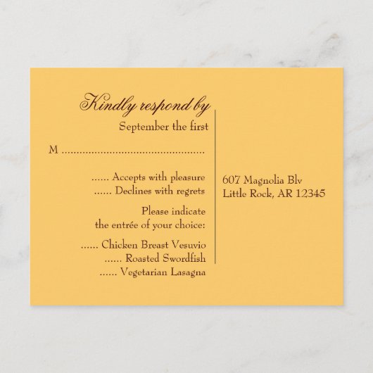 Herfst Zonnebloem Bruiloft RSVP Uitnodiging Briefkaart (Achterkant)