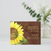 Herfst Zonnebloem Bruiloft Save the Date Aankondigingskaart (Staand voorkant)