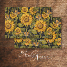 Herfst Zonnebloem Ephemera Vlinder Decoupage Tissuepapier