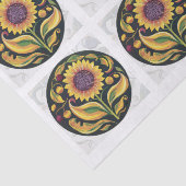 Herfst Zonnebloem, Folky Floral Medallion om te de Tissuepapier (Detail)