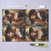 Herfst Zonnebloem Heks met Vurige Rood Haar Tissuepapier (Craft)