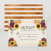 Herfst Zonnebloem Herfst Huwelijk RSVP Behuizing K (Voorkant / Achterkant)
