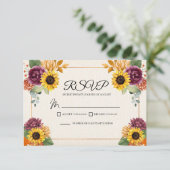 Herfst Zonnebloem Herfst Huwelijk RSVP Behuizing K Kaartje (Staand voorkant)