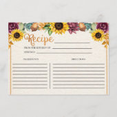 Herfst Zonnebloem Herfst Recept Kaart (Voorkant)