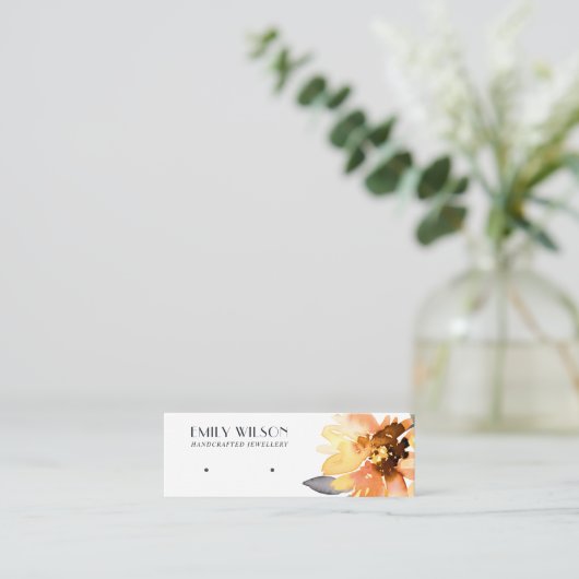 HERFST ZONNEBLOEM HERFST STUD OORBEL DISPLAY KAART MINI VISITEKAARTJE (Staand voorkant)