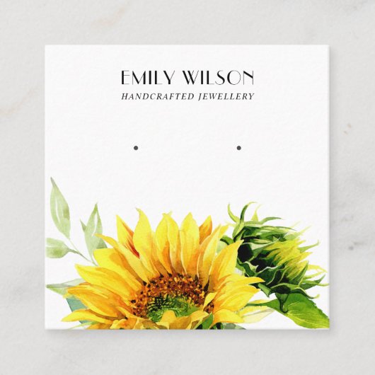 HERFST ZONNEBLOEM HERFST STUD OORBEL DISPLAY KAART VIERKANTE VISITEKAARTJE (Voorkant)