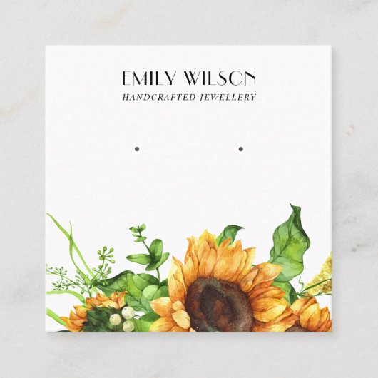 HERFST ZONNEBLOEM HERFST STUD OORBEL DISPLAY KAART VIERKANTE VISITEKAARTJE (Voorkant)