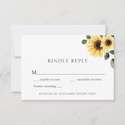 Herfst Zonnebloem Huwelijksreactie Kaart (Voorkant)