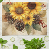Herfst Zonnebloem Keuken Handdoek (Gevouwen)