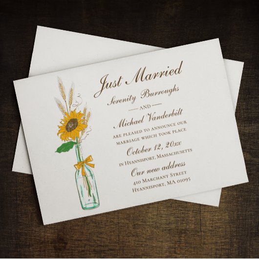 Herfst Zonnebloem Land Bloemen Net Getrouwd Bruilo Kaart