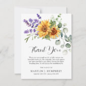 Herfst Zonnebloem, lavendel & Eucalyptus Sympathie Bedankkaart (Voorkant)