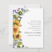 Herfst Zonnebloem, lavendel & Eucalyptus Sympathie Bedankkaart (Achterkant)