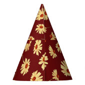 Herfst Zonnebloem: Maroon Naadloos Ontwerp Feesthoedjes (Achterkant)