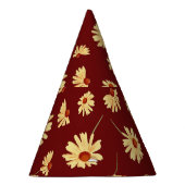 Herfst Zonnebloem: Maroon Naadloos Ontwerp Feesthoedjes (Rechts)