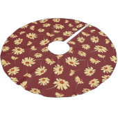 Herfst Zonnebloem: Maroon Naadloos Ontwerp Kerstboom Rok (Gekanteld)