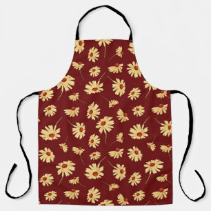 Herfst Zonnebloem: Maroon Naadloos Ontwerp Schort