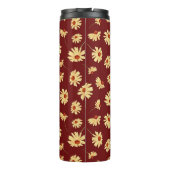 Herfst Zonnebloem: Maroon Naadloos Ontwerp Thermosbeker (Achterkant)