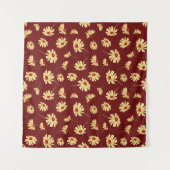Herfst Zonnebloem: Maroon Naadloos Ontwerp Wandkleed (Voorkant (horizontaal))