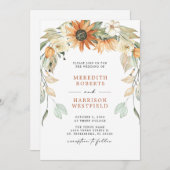 Herfst Zonnebloem met QR-code RSVP herfst bruiloft Kaart (Voorkant / Achterkant)