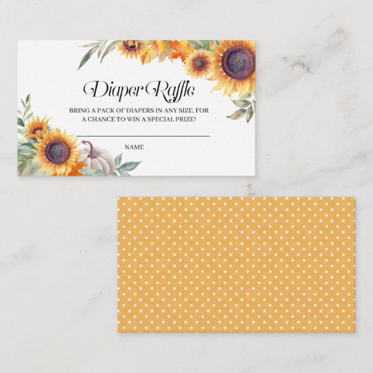 Herfst - Zonnebloem - Raffle-behuizing Informatiekaartje (Voorkant / Achterkant)