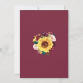 Herfst Zonnebloem Rode Rozen Bloemen Huwelijk Kaart (Achterkant)