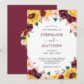 Herfst Zonnebloem Rode Rozen Bloemen Huwelijk Kaart (Voorkant / Achterkant)
