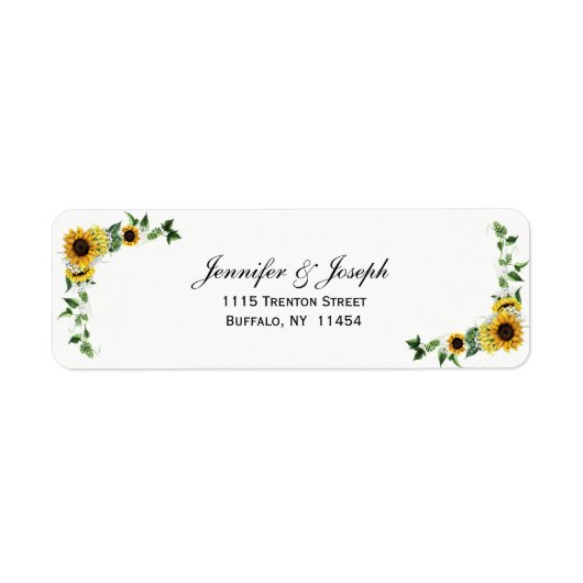 Herfst Zonnebloem Rustic Barn Country Wedding Etiket (Voorkant)