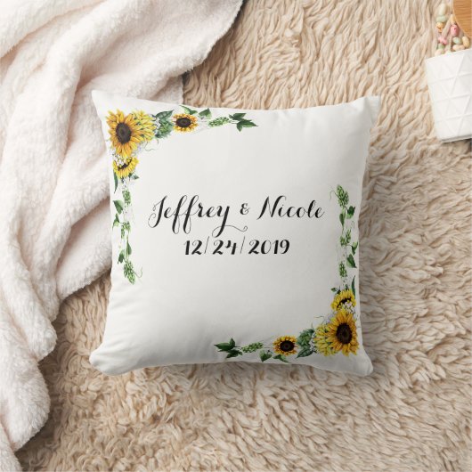 Herfst Zonnebloem Rustic Barn Country Wedding Kussen (Deken)