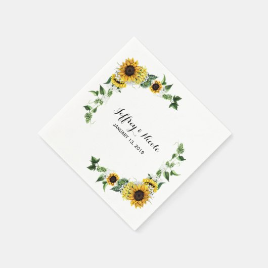 Herfst Zonnebloem Rustic Barn Country Wedding Servet (Hoek)