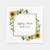 Herfst Zonnebloem Rustic Barn Country Wedding Servetten (Voorkant)