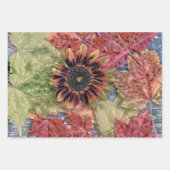 herfst zonnebloem Rustic Brown Maple Leaves Inpakpapier Vel (Voorkant 3)