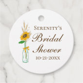 Herfst Zonnebloem Rustiek Geel Bloemen Vrijgezelle Bedankjes Labels (Voorkant)