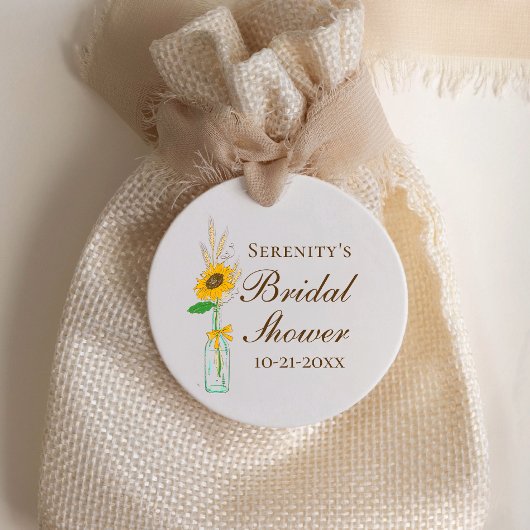 Herfst Zonnebloem Rustiek Geel Bloemen Vrijgezelle Bedankjes Labels