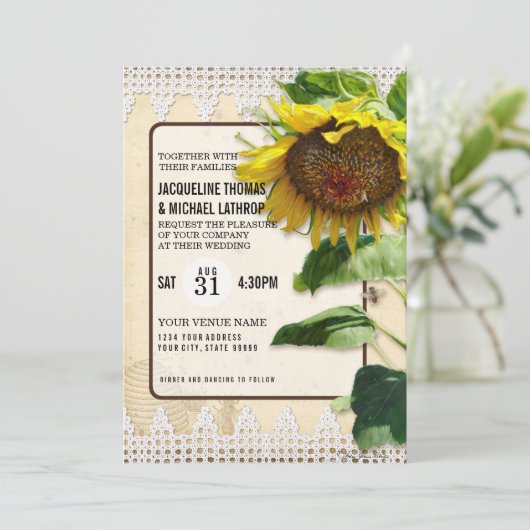 Herfst Zonnebloem Rustige Houtbijen Kaart (Staand voorkant)