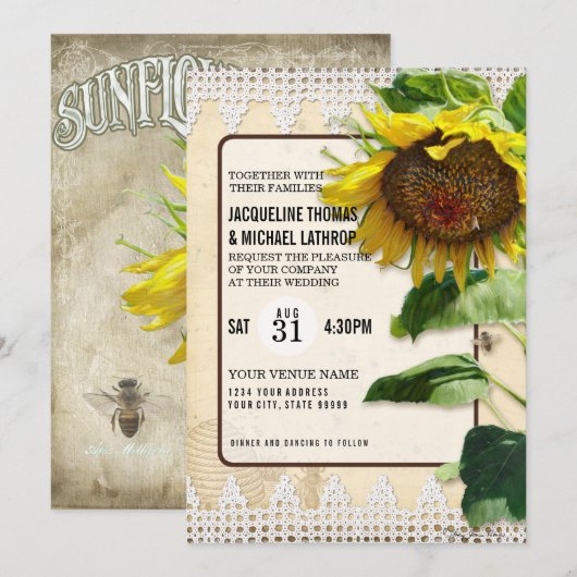 Herfst Zonnebloem Rustige Houtbijen Kaart (Voorkant / Achterkant)