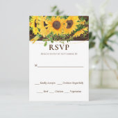 Herfst Zonnebloem String Lights Rustiek Houten Bru RSVP Kaartje (Staand voorkant)