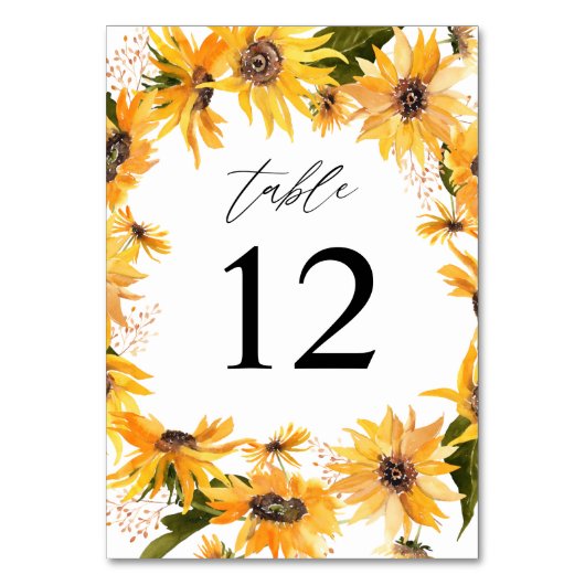 Herfst Zonnebloem Tafelnummer (Voorkant)