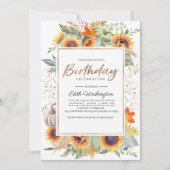 Herfst Zonnebloem Verjaardagsuitnodiging Kaart (Voorkant)