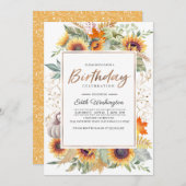 Herfst Zonnebloem Verjaardagsuitnodiging Kaart (Voorkant / Achterkant)