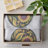 Herfst Zonnebloem vignet, Folky Floral Medallion Tissuepapier (Geschenk)