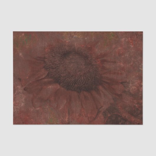 Herfst Zonnebloem Vintage Donker Roest Grunge Text Tissuepapier (Voorkant)