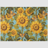 Herfst Zonnebloem Vlinder Blauw Decoupage Tissuepapier (Voorkant)