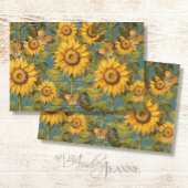 Herfst Zonnebloem Vlinder Blauwgroen Ephemera Deco Tissuepapier
