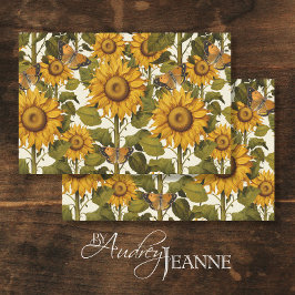 Herfst Zonnebloem Vlinder Witte Decoupage Tissuepapier