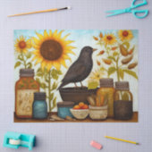 Herfst Zonnebloem Vogel Op Keuken Tafel Decoupage Tissuepapier (Craft)
