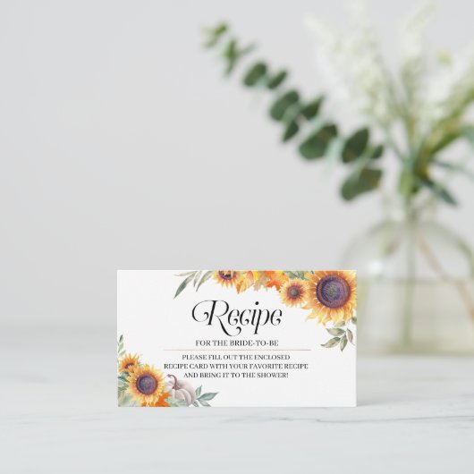 Herfst Zonnebloem Vrijgezellenfeest Recipe Enclosu Informatiekaartje (Staand voorkant)