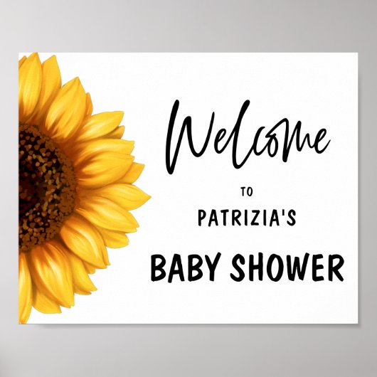 Herfst Zonnebloem Welkom Baby shower Horizontaal Poster (Voorkant)